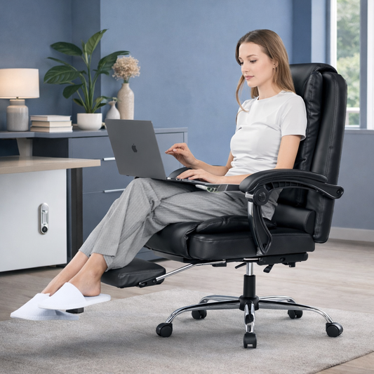 Chaise de bureau en cuir ergonomique