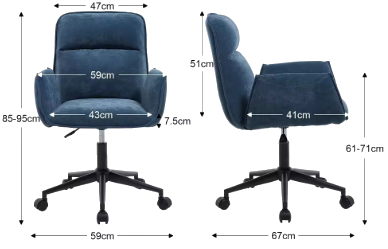 Chaise de bureau confortable bleu