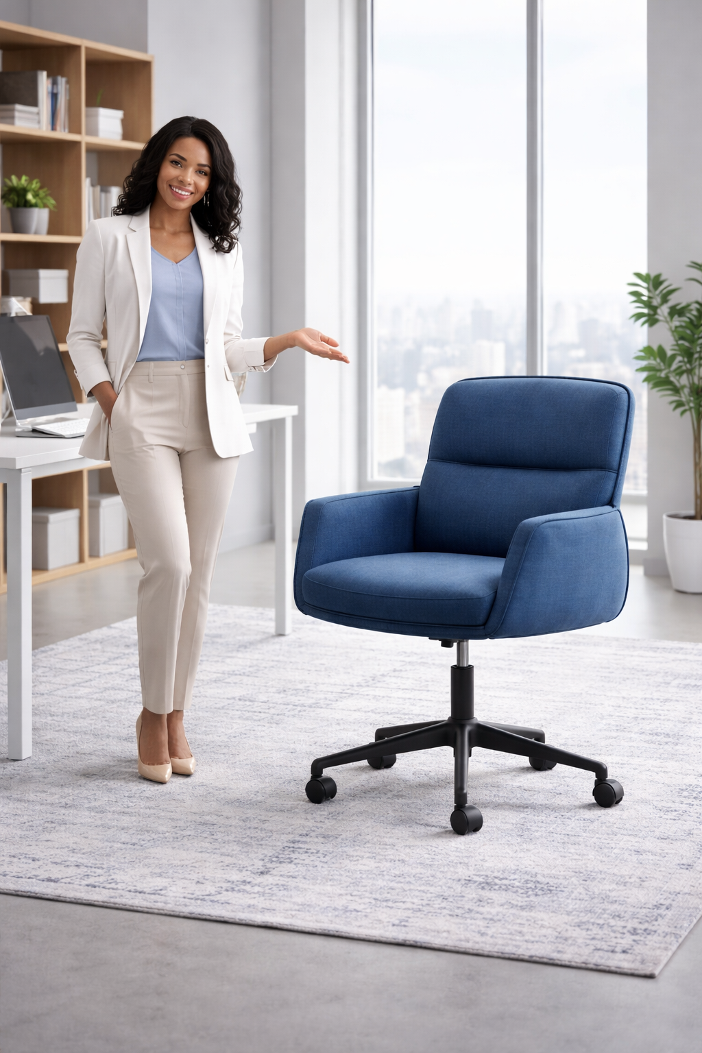 Chaise de bureau confortable bleu