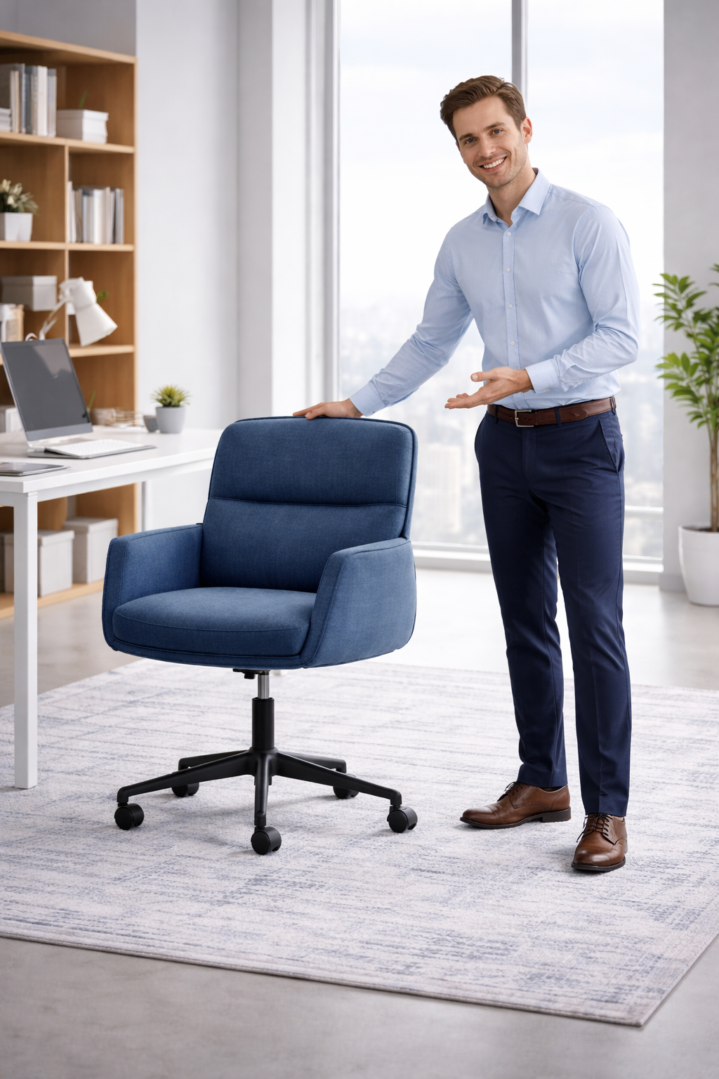 Chaise de bureau confortable bleu