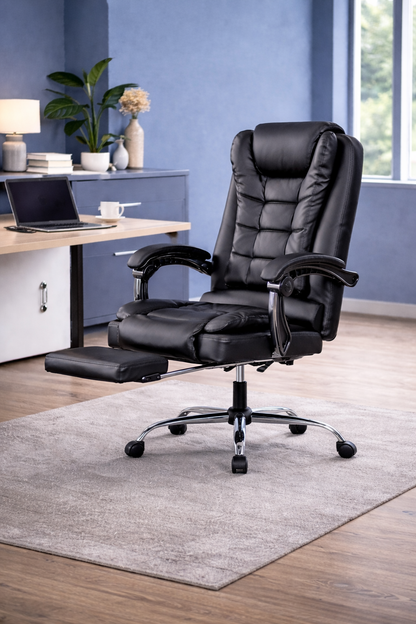 Chaise de bureau en cuir ergonomique