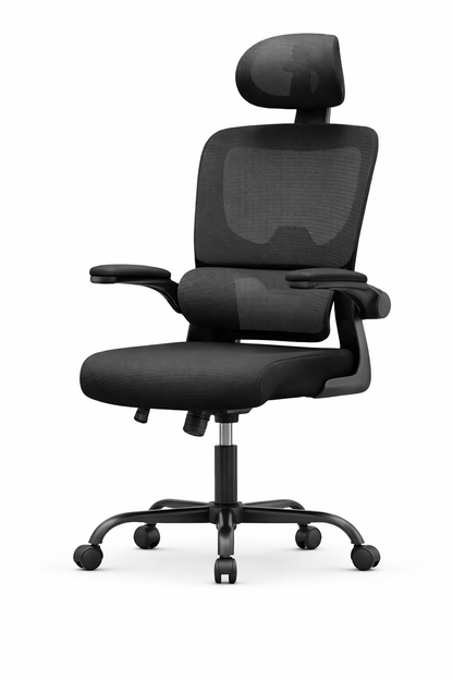 Chaise de bureau ergonomique avec accoudoir pliant