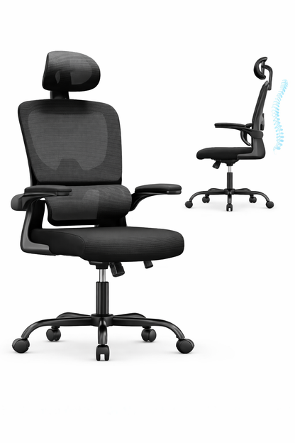 Chaise de bureau ergonomique avec accoudoir pliant