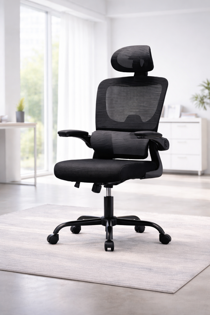 Chaise de bureau ergonomique avec accoudoir pliant